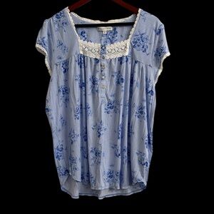 Eileen west Blue Floral Women's pjs top